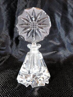 Cut Crystal Irice Brand Perfume Bottle with Large Round Stopper # 21110